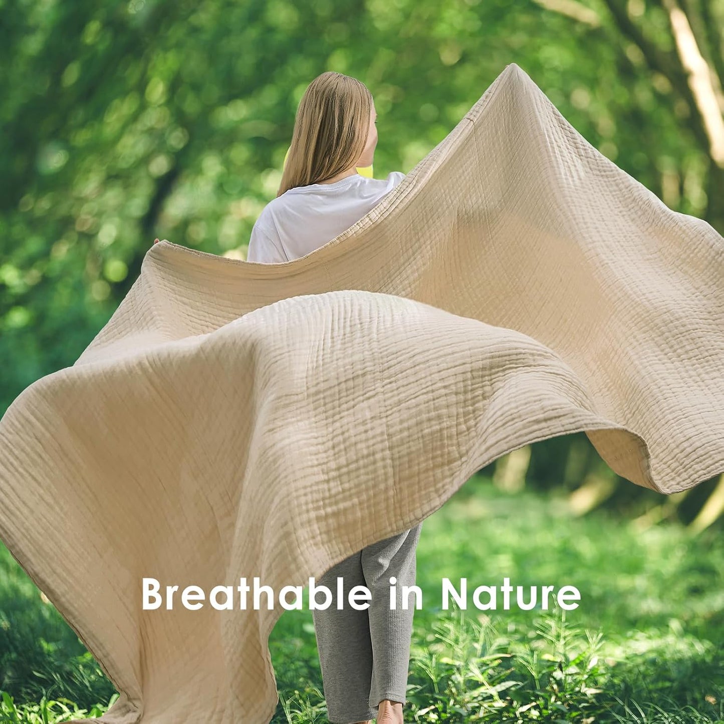 EMME Cotton Throw Blanket Large 50"x70" Gifts for Women 100% Muslin for Couch Breathable Gauze All