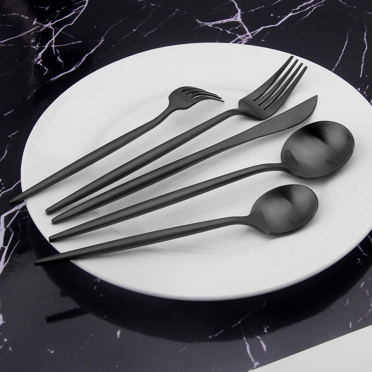 Matte Black Silverware Set, Vanys 20 Piece Stainless Steel Cutlery Flatware Set, Kitchen Utensil
