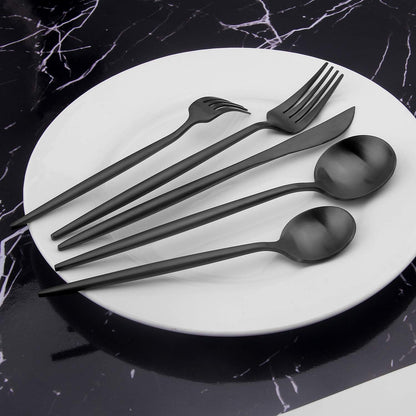 Matte Black Silverware Set, Vanys 20 Piece Stainless Steel Cutlery Flatware Set, Kitchen Utensil