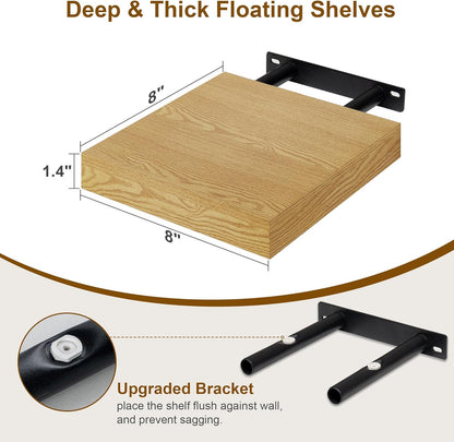 Fun Memories Floating Shelves, 8 Inch Deep Floating Shelves for Wall, 8 x 8 Wall Shelves, Rustic