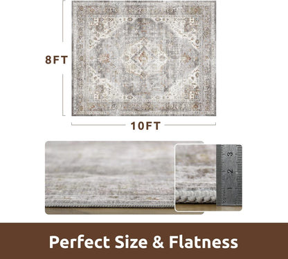 AMOAMI-Area Rug 8X10 Rugs for Living Room-Vintage Soft Grey Rugs for Bedroom-Non Slip