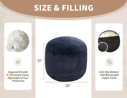 Boho Ottoman Living Room Furniture 20"x15" Round Ottomans Pouf Couch Foot Rest Navy Pouf Ottoman
