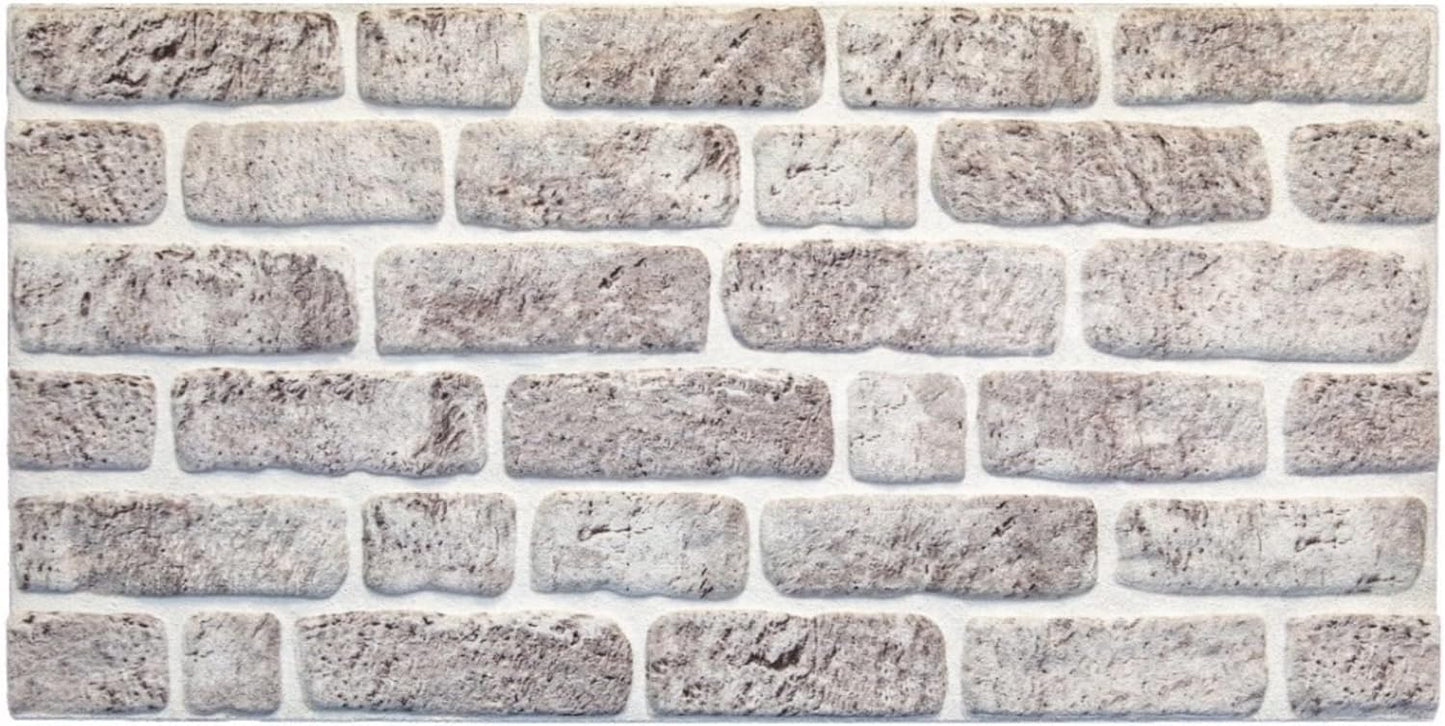Dundee Deco 3D Wall Panels Faux Brick - Cladding, White Grey Stone Look Wall Paneling, Styrofoam