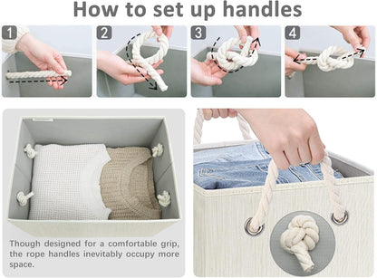 StorageWorks Storage Bins with Lids, Decorative Storage Boxes with Lid and Soft Rope Handles