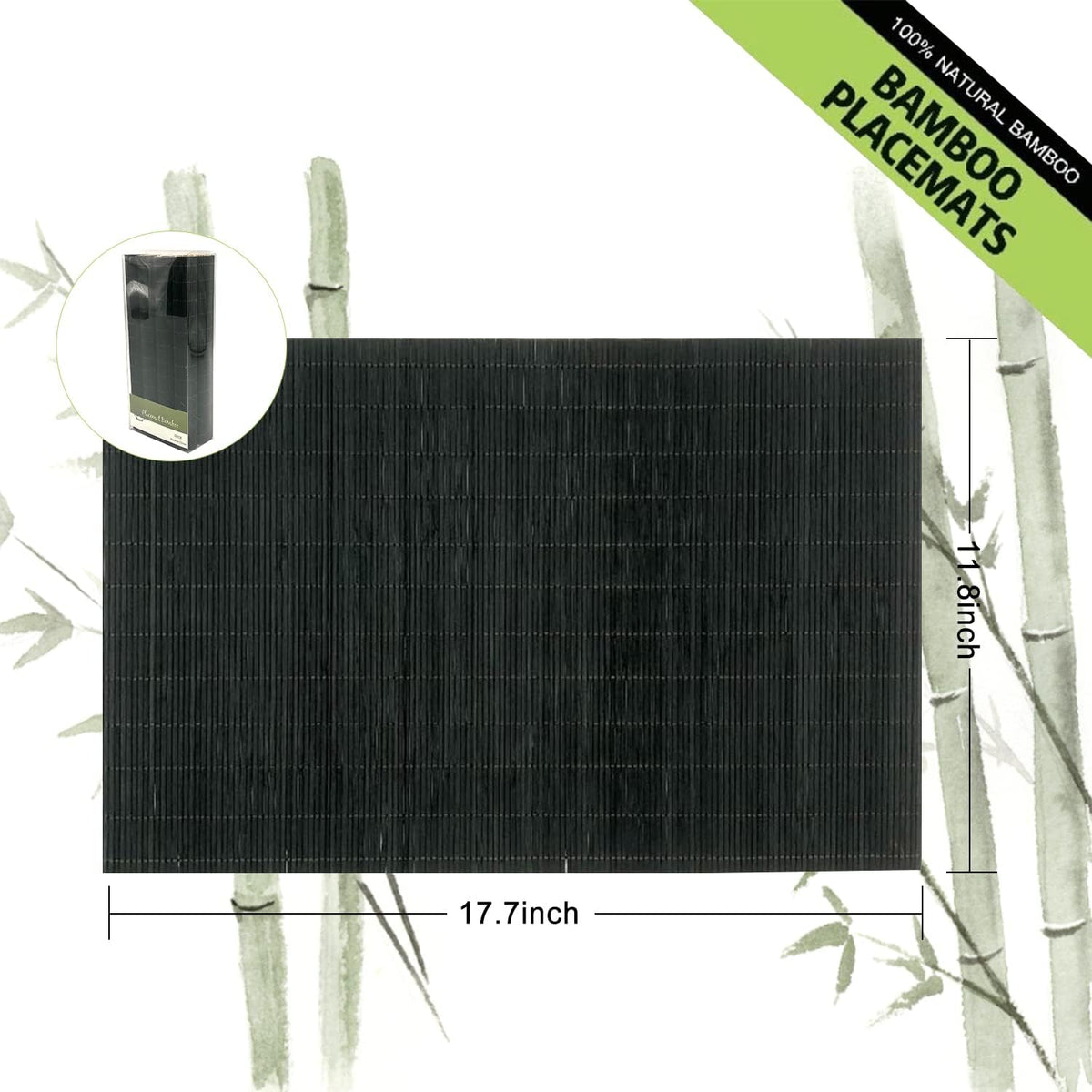 ANDSTAR Set of 8 Pcs Bamboo Placemats Sushi Rolling Mat Japanese Style Natural Anti-Slip Bamboo