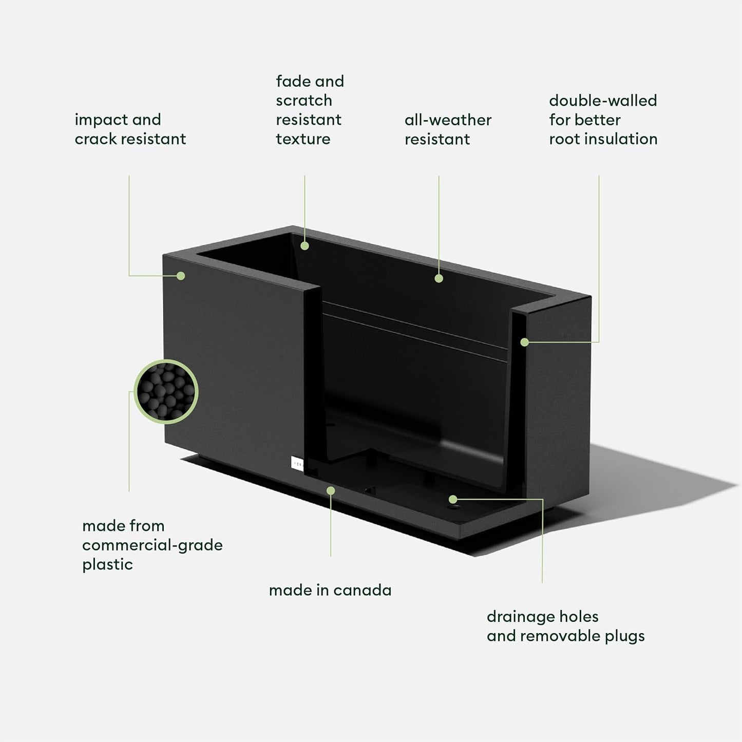 Veradek Block Series Long Box Planter - Large Rectangular Planter for Indoor or Outdoor Patio/Porch