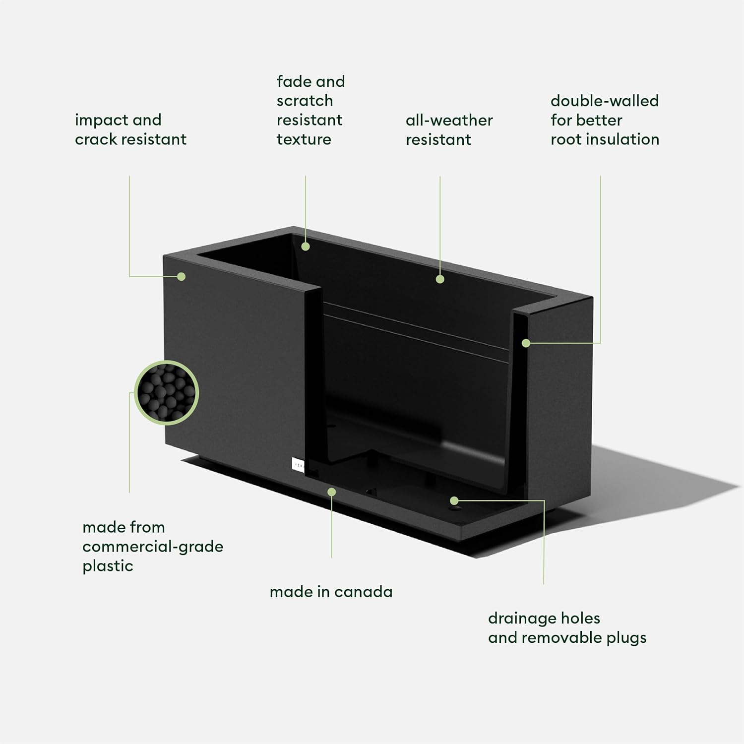 Veradek Block Series Long Box Planter - Large Rectangular Planter for Indoor or Outdoor Patio/Porch