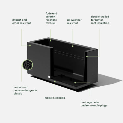 Veradek Block Series Long Box Planter - Large Rectangular Planter for Indoor or Outdoor Patio/Porch