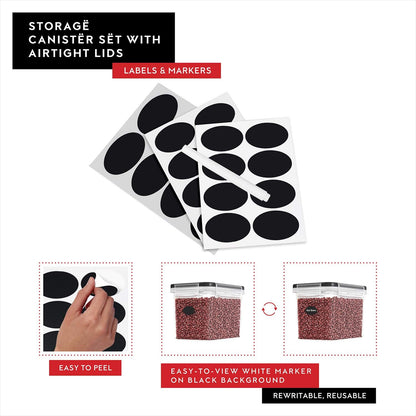 DWËLLZA KITCHEN Flour Sugar Storage Containers Set of 4; 3.6l Plastic Airtight Food Storage