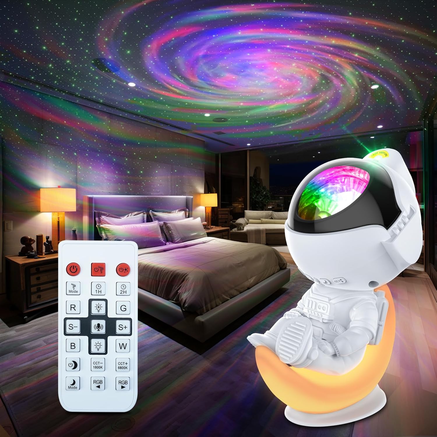 Rossetta Astronaut Projector, Space Projector Star for Bedroom, Galaxy Night Light with Timer and