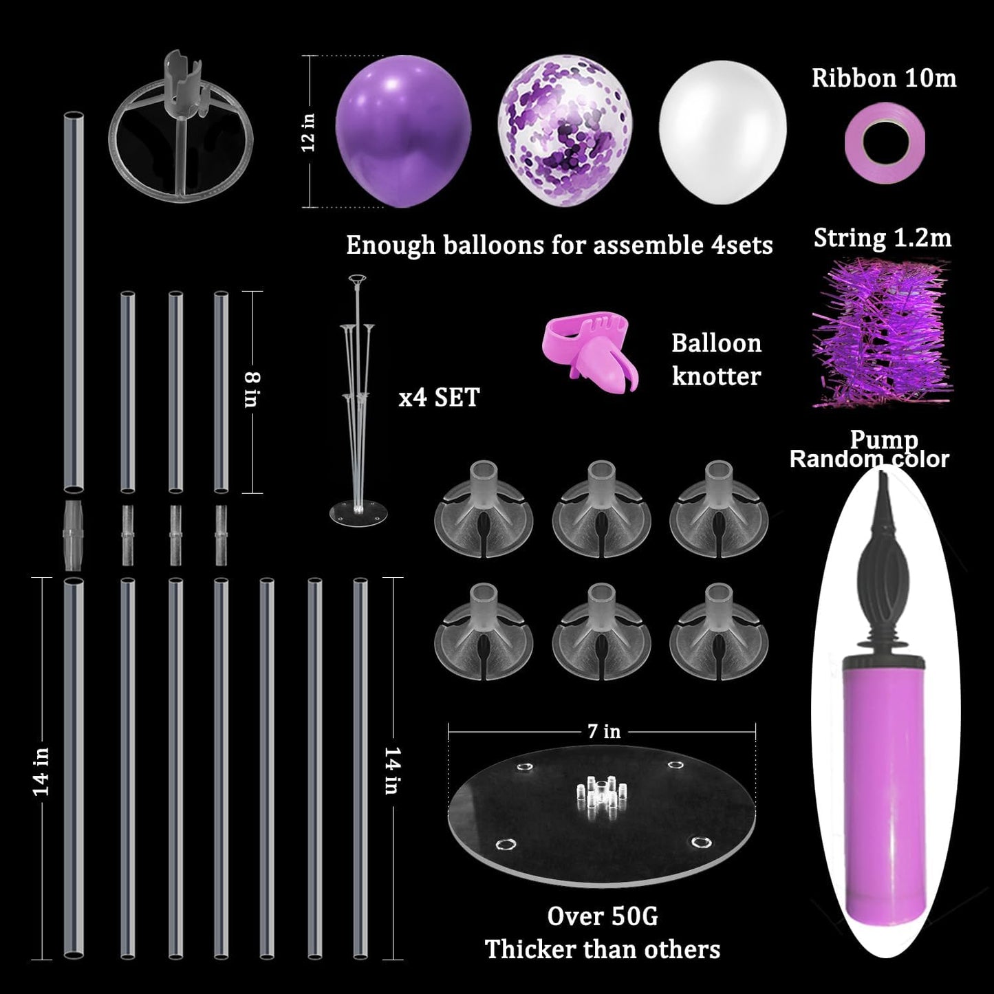 Purple Balloon Stand Centerpiece Table Decorations for Birthday Bridal Shower Wedding Engagement