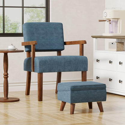Accent Chair with Wood Frame, Arm Chairs Oversize with Soft Seat and Armrests for Living, Dining