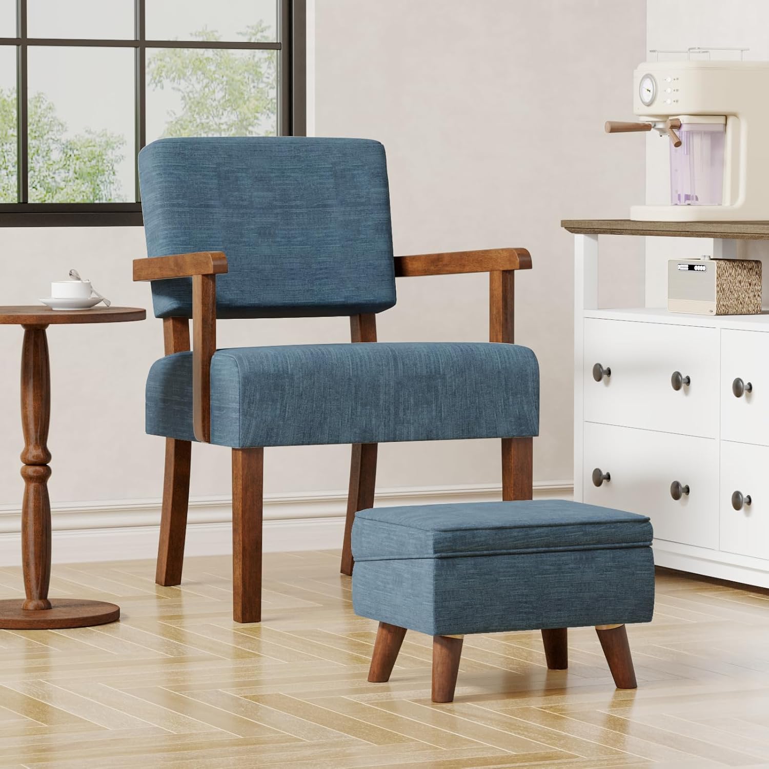 Accent Chair Set of 2 with Table, Living Room Chairs with Soft Seat and Armrests for Living Room
