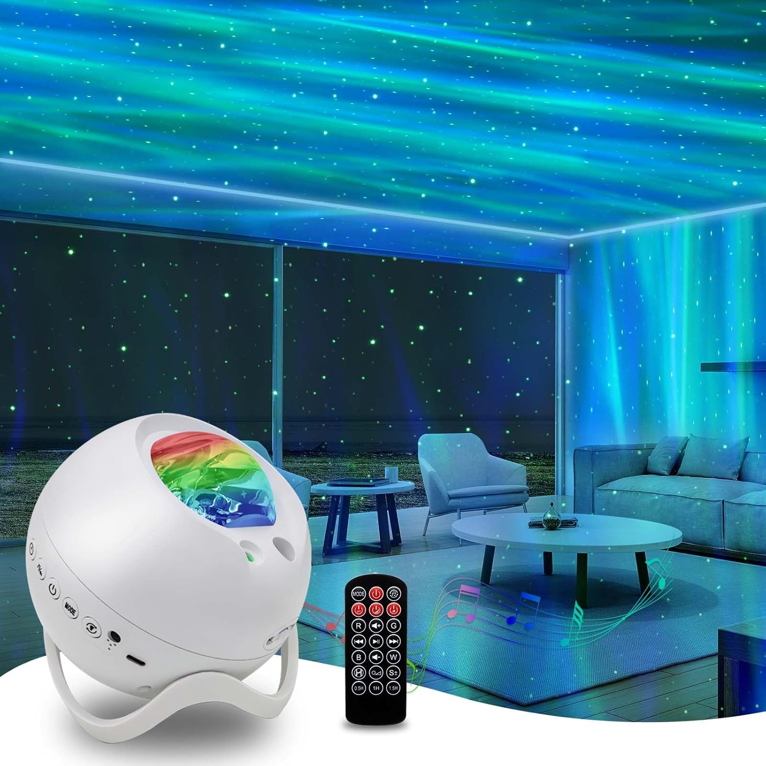 Star Projector,Northern Lights Projector,with Bluetooth Speaker, White Noise, Remote Control,Night