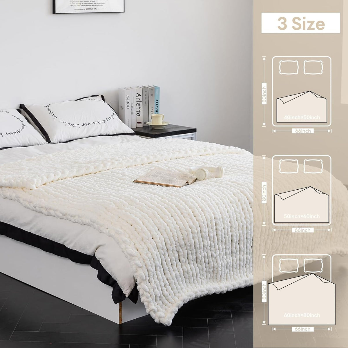 Chunky Knit Blanket - Luxury Soft Cozy 40 * 50 Throw Blanket,100% Woven Blanket Rope Knot Throw