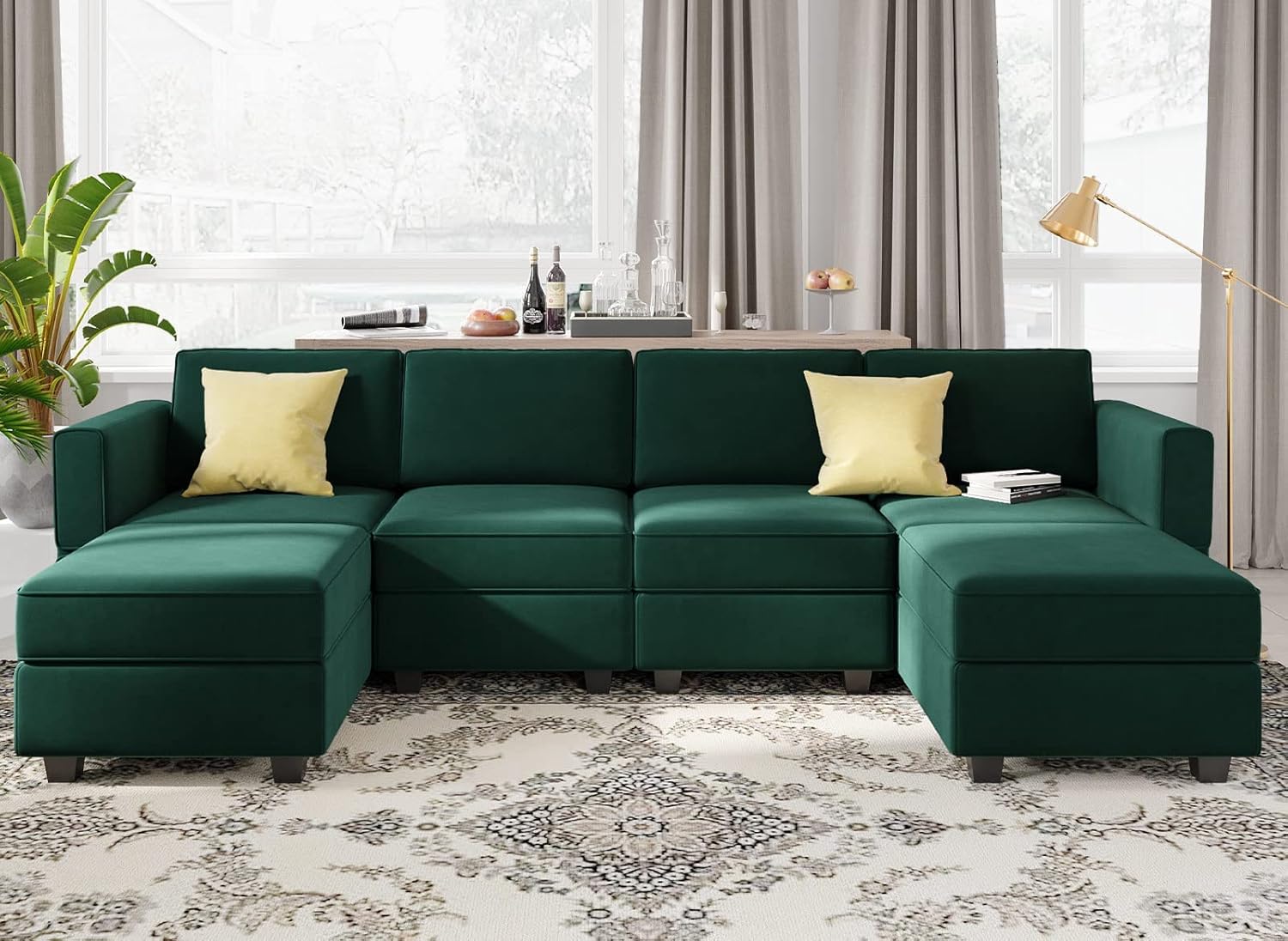 Belffin Modular Sectional Sofa Oversized U Shaped Sectional Couch with Reversible Chaise Velvet