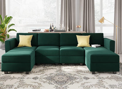 Belffin Modular Sectional Sofa Oversized U Shaped Sectional Couch with Reversible Chaise Velvet