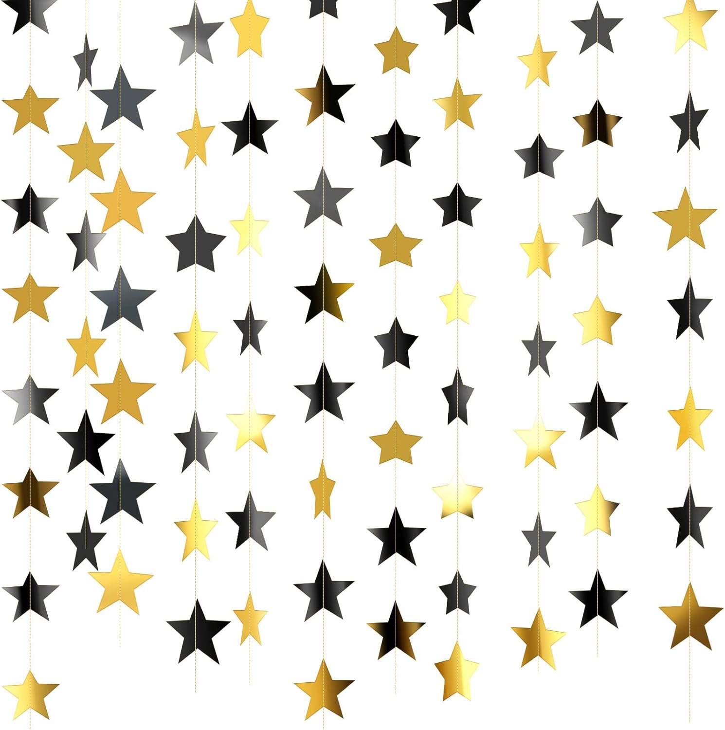 Patelai Glitter Star Garland Banner Decor 130 Feet Star Hanging Bunting Banner Twinkle Backdrop for