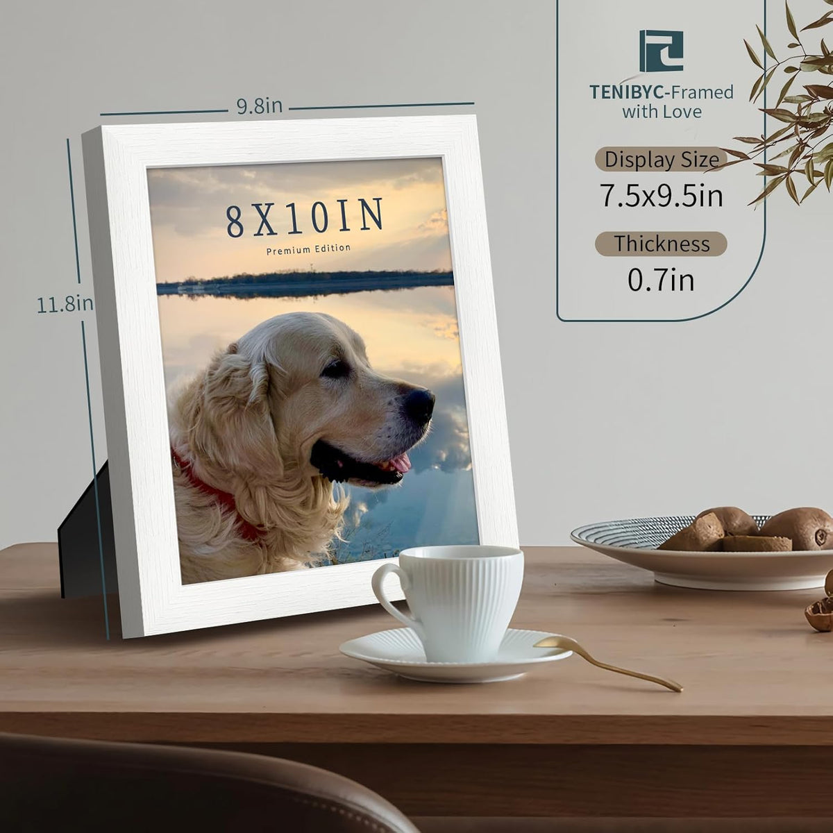 8x10 Picture Frame Set - 3 Pack, Textured White Solid Wood, HD Tempered Glass, Gallery Photo Frame