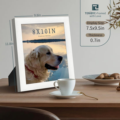 8x10 Picture Frame Set - 3 Pack, Textured White Solid Wood, HD Tempered Glass, Gallery Photo Frame