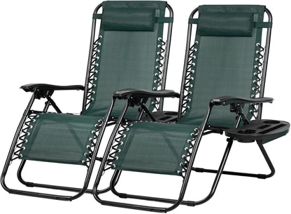 Nazhura Set of 2 Relaxing Recliners Patio Chairs Adjustable Steel Mesh Zero Gravity Lounge Chair