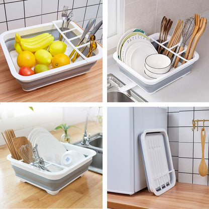 THANSTAR Collapsible Dish Drying Rack Portable Dinnerware Drainer Organizer for Kitchen RV Campers