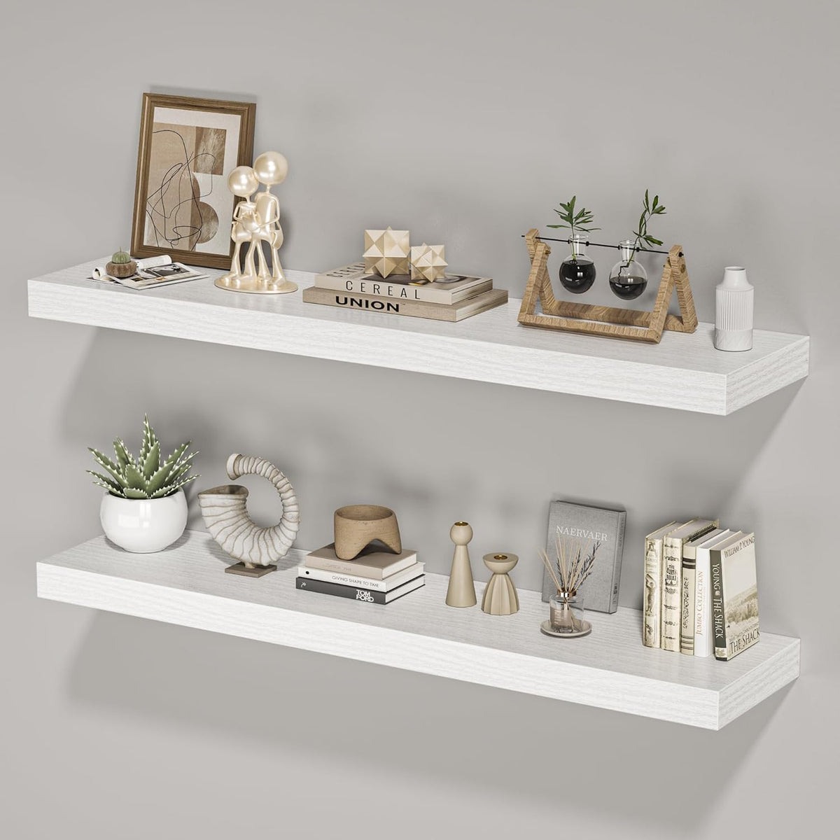 Floating Shelves for Wall,40" W x 8" D x 1.5" H, Wooden Wall Mounted Display Shelves with Invisible