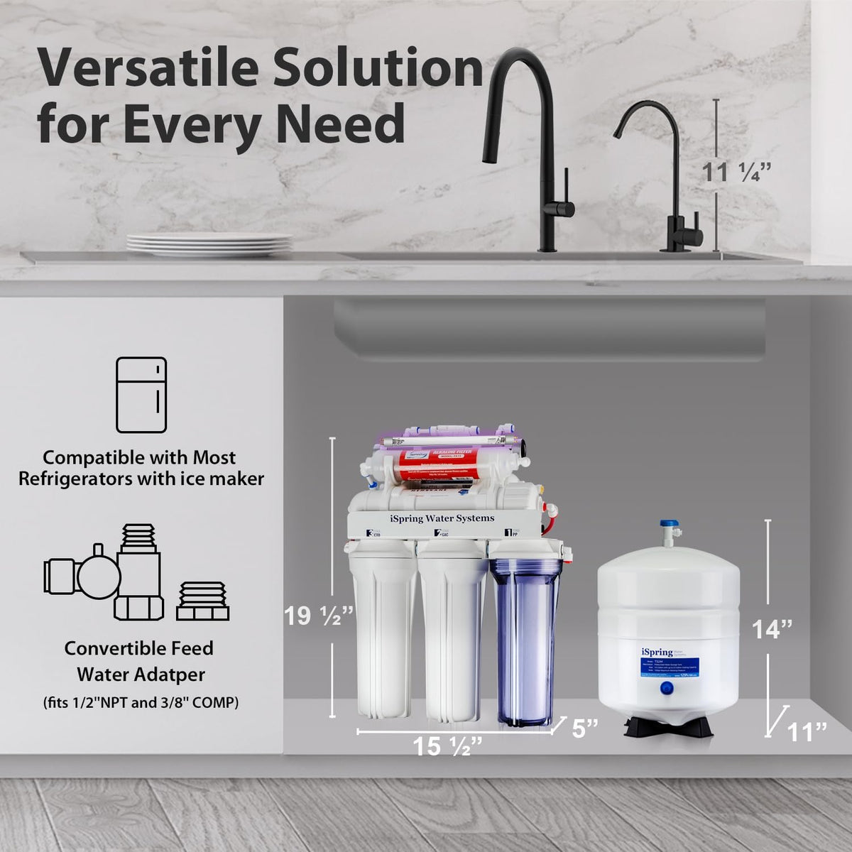 iSpring RCC7AK-UVBLK, NSF/ANSI 58 Certified, Alkaline and UV 7-Stage Reverse Osmosis Water Filter