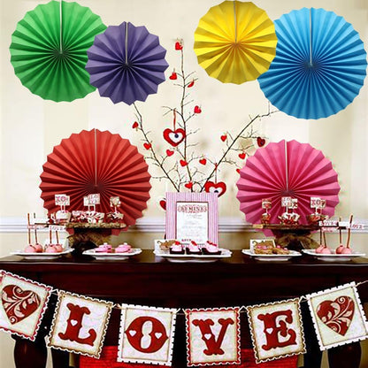 Colorful Hanging Paper Fans Decoration Round Pattern Paper Garlands Set for Party Birthday Wedding