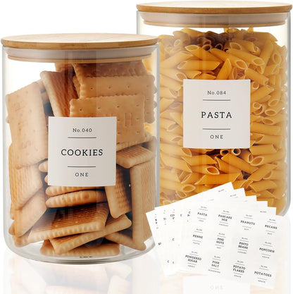 Set of 2 Large Glass Flour and Sugar Containers - 100 Fl oz Thicken Glass Storage Jars with