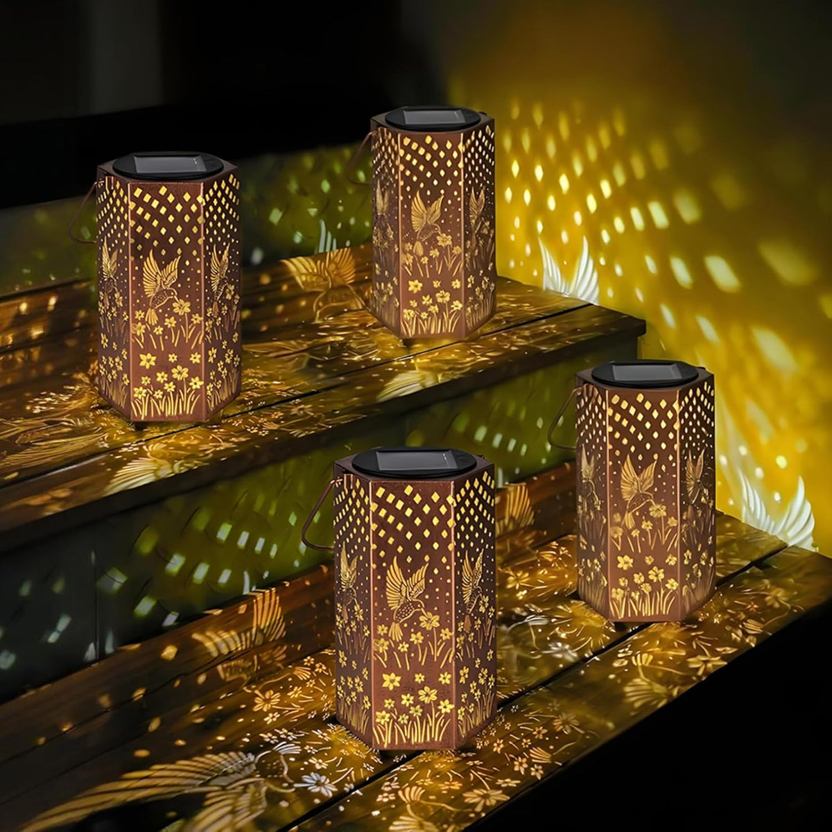 4 Pack Hummingbird Solar Lanterns Outdoor Waterproof - Birthday Gifts for Women, Men, Mom, Solar