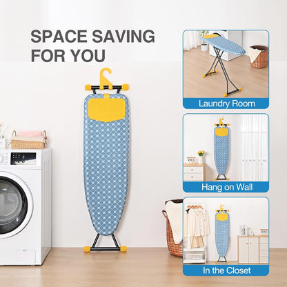 APEXCHASER Ironing Board with Iron Rest, Compact and Space Saver Iron Board, Extra Thick Cover