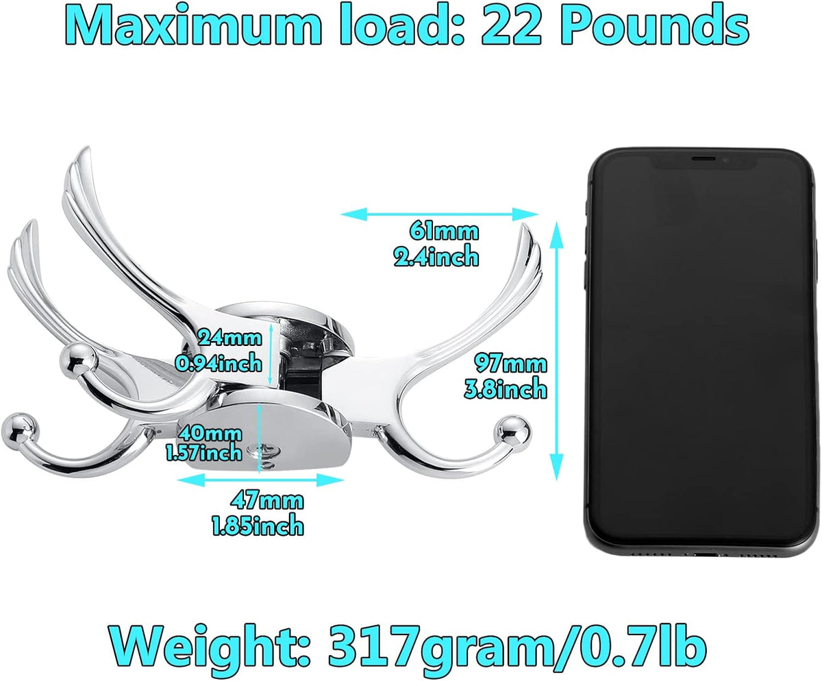 Swivel Coat Hook 2 Pack Heavy Duty Space Saving Towel Rope Hook Wall Mount Triple Swing Arms for RV