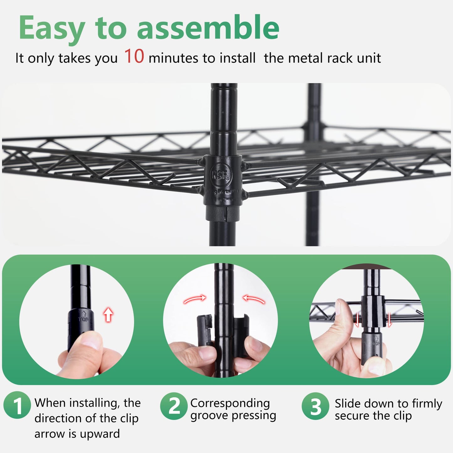 FDW 17L x 12W x 48H Wire Shelving 5 Tier Adjustable Metal Shelves NSF Pantry Shelves Storage Rack