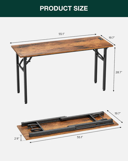 Frylr Small Folding Computer Desk – Portable 55.1 Inch Foldable Laptop Table, Collapsible and