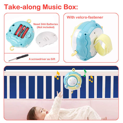 Mini Tudou Baby Musical Mobile Crib with Music and Lights, Timing Function, Projection, Take-Along