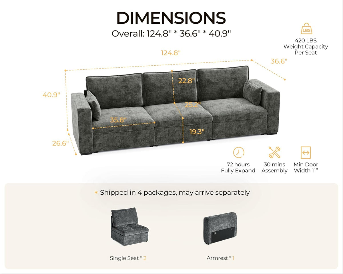 Oversized Modular Sofa Comfy Cloud Couch with Storage, Extra Deep Plush Sectional Sofa Set for
