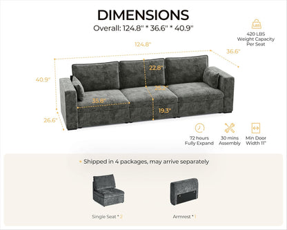 Oversized Modular Sofa Comfy Cloud Couch with Storage, Extra Deep Plush Sectional Sofa Set for