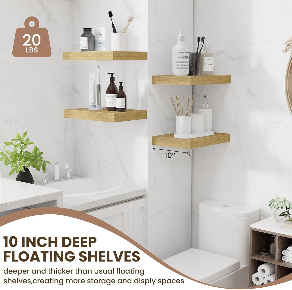 Fun Memories Floating Shelves for Wall - 10 x 16 Floating Shelf - Rustic Wood Storage Shelf - Wall