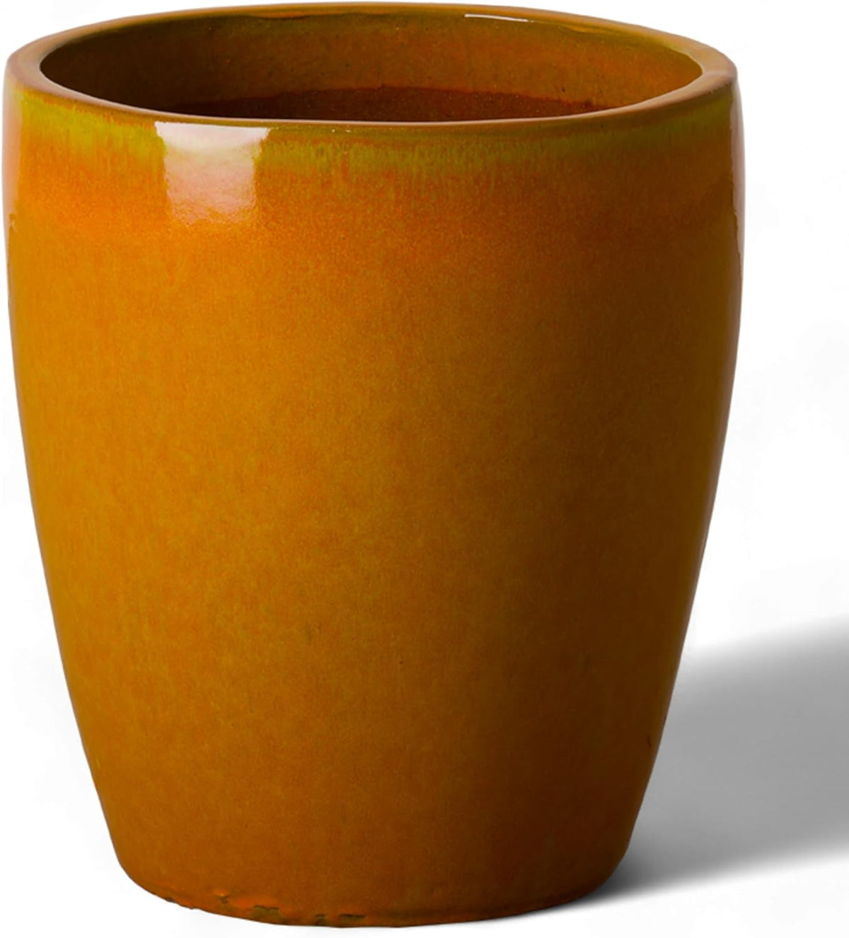 Emissary Bullet 14 in. Bright Orange Ceramic Round Planter (14 in. L x 14 in. W x 15.5 in. H) with