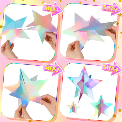 45 Pcs 3D Star Centerpieces Movie Night Decorations for Table in 3 Size Hanging Supplies for Red