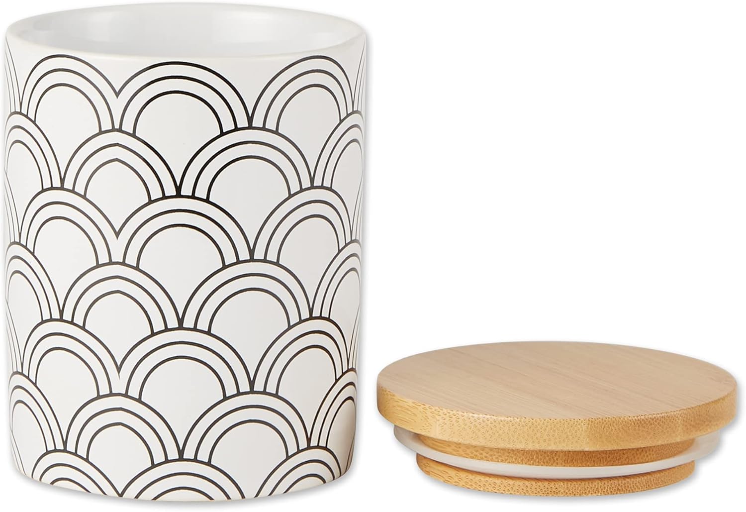 DII Kitchen Ceramics Collection, Canister Set, Mixed Print, White/Black, 3 Piece