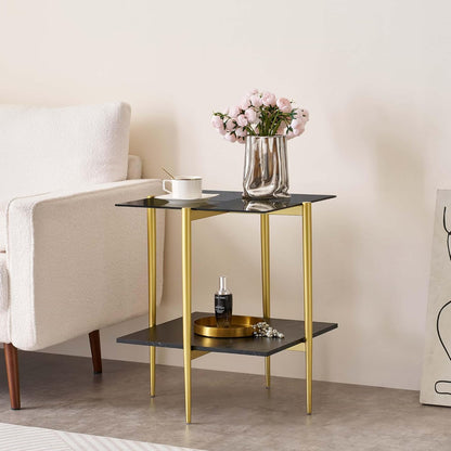 Glass End Table, Mid-Century Modern Design Sofa Table, for Living Room, L18 x W18 x H23 in, Clear