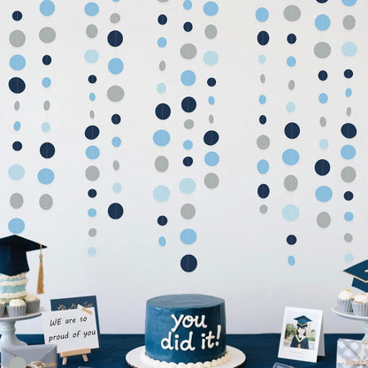 Dusty Blue Party Decorations Navy Blue Circle Dots Garland Gray Blue Hanging Paper Polka Dot