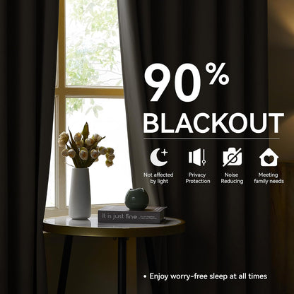 KangBang Grey Pinch Pleated Blackout Curtains 108 Inches Long for Hall Windows, Sound Dampening