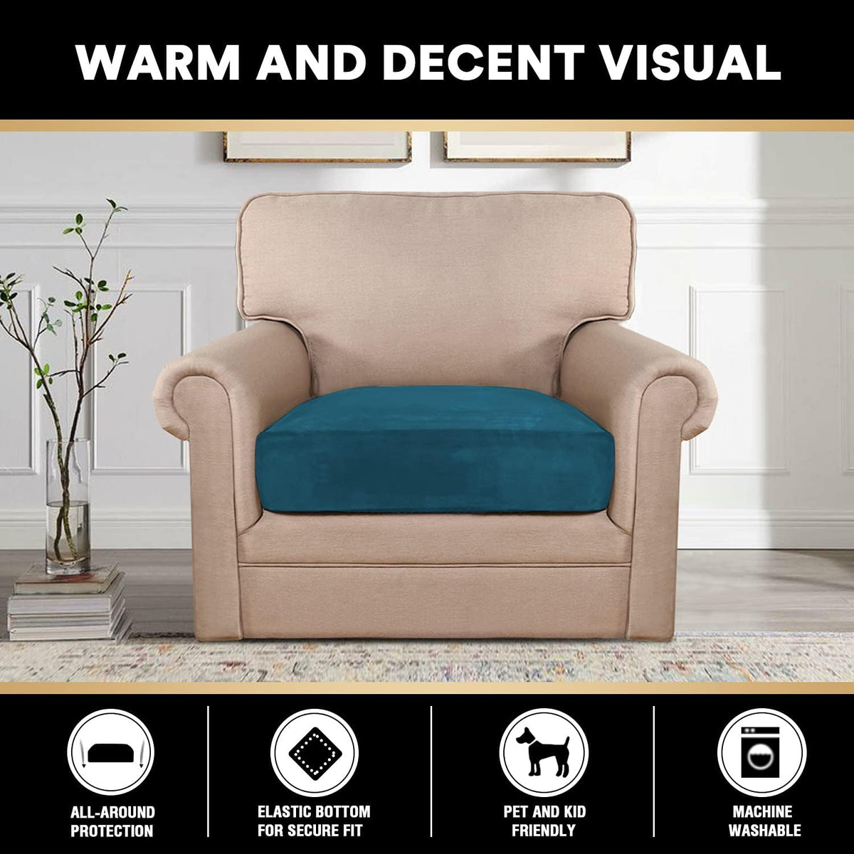 PrinceDeco Couch Cushion Cover Cushion Slipcover for Chair Sofa Cushion Furniture Protector Seat