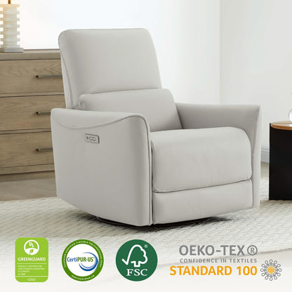 CHITA Power Recliner Chair Swivel Glider, FSC Certified Upholstered Faux Leather Living Room