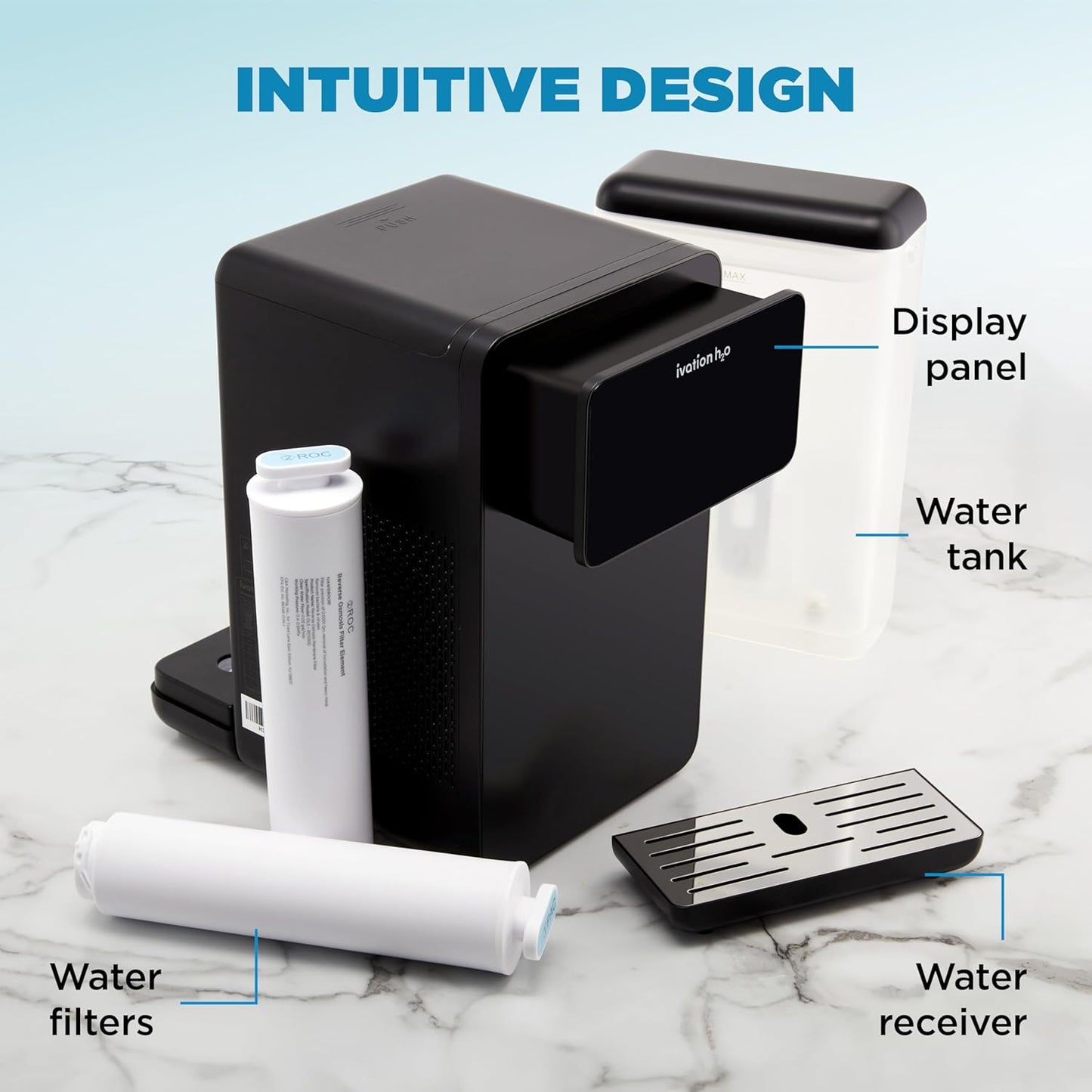 Ivation H2O Hot & Cold, Countertop Reverse Osmosis System, TDS Filter System, 4 Stage RO Water