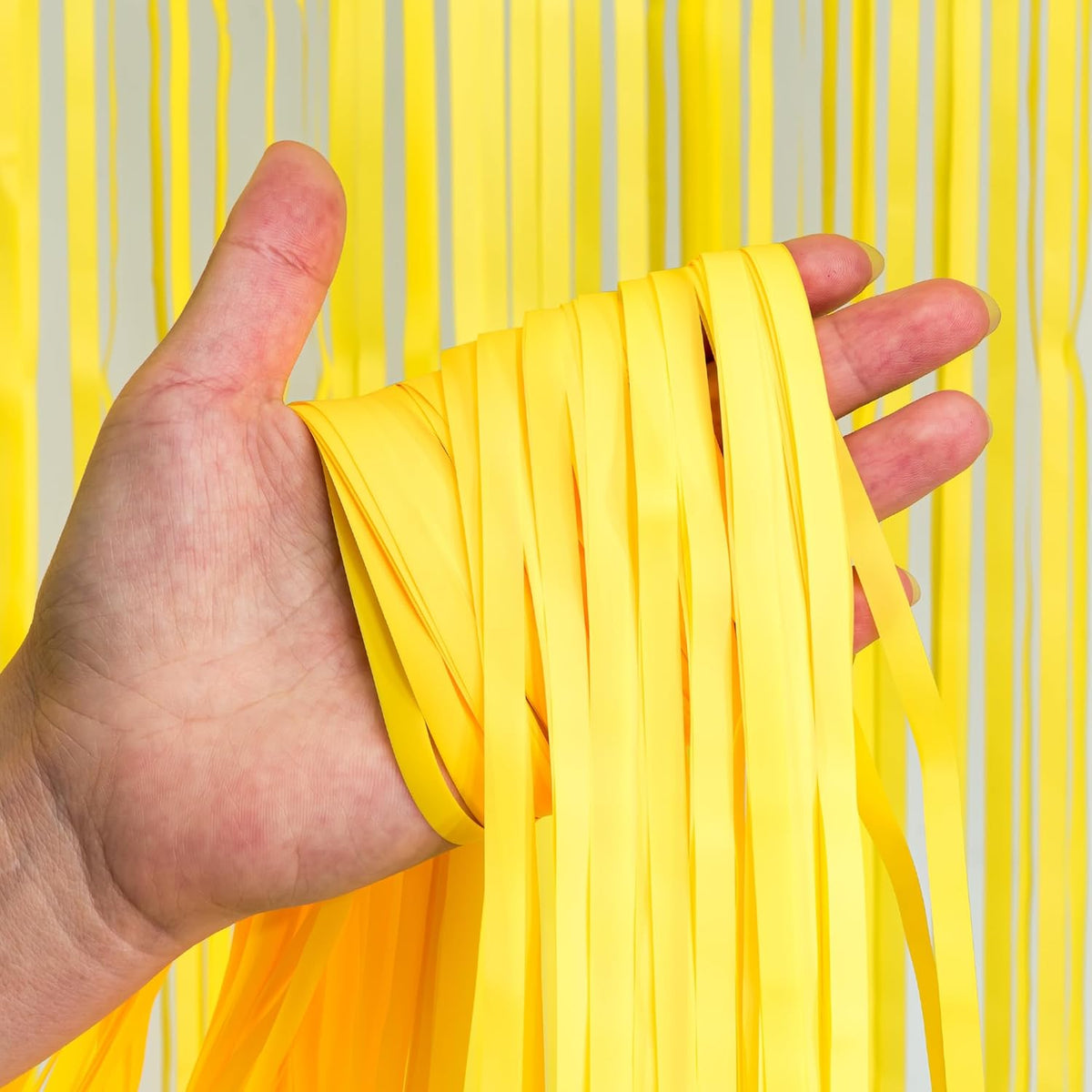 Yellow Streamers Party Backdrop - GREATRIL Foil Fringe for Pineapple/Lemon/Truck/Race Birthdays