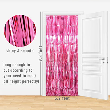 GOER 3.2 ft x 8.2 ft Metallic Tinsel Foil Fringe Curtains Party Photo Backdrop Party Streamers for